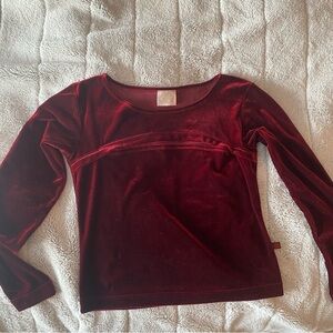 La Vie En Rose Velvet Long Sleeve Top - Deep Red